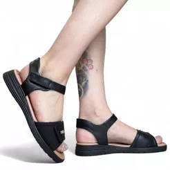 Sandália Feminina Velcro E Lycra Preto Comfortflex 2351403-8