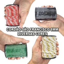 Cordão São Francisco 8mm Rolo Com 20 Metros Diversas Cores