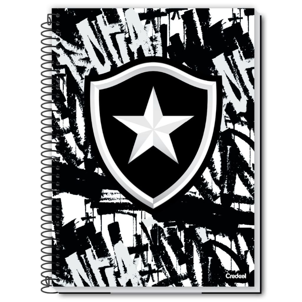 Caderno Espiral Botafogo 10 Matérias 160 Folhas Capa Oficial Universitário para Escola Faculdade e Trabalho