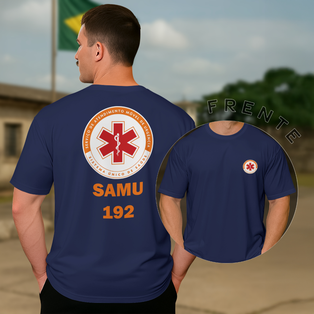 Camiseta Socorrista SAMU 192 Camisa Militar Bombeiro Estilo Emergência Algodão Conforto