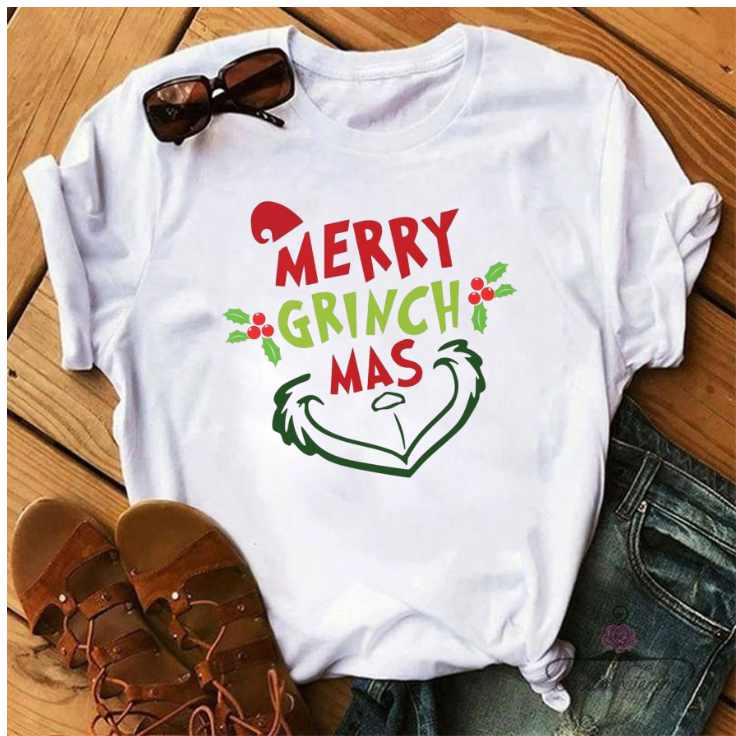 Camiseta Branca Natal, Merry Christmas, Grinch, Feliz Natal
