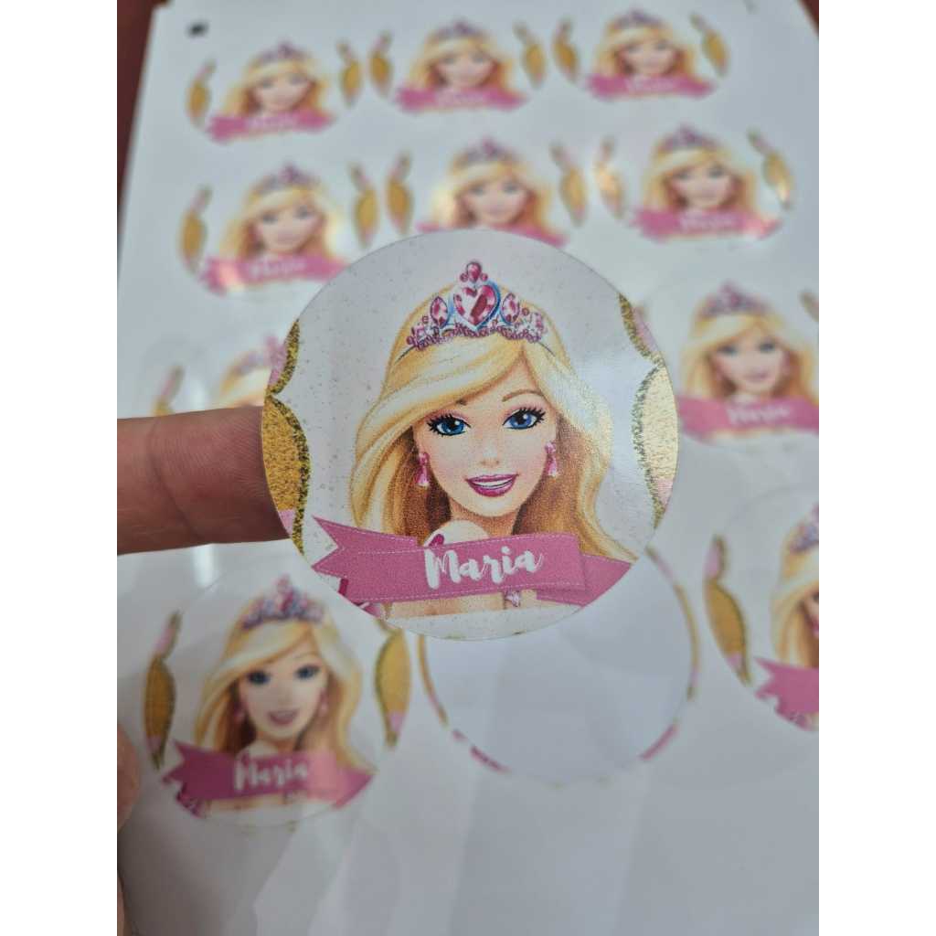 Adesivos Redondo de Colar Boneca boneca fashion 4x4 Para Topper e tubete Personalizados