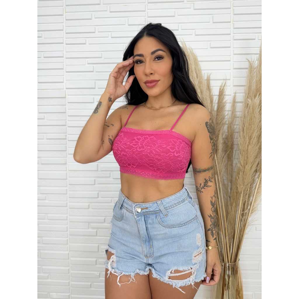 Top Faixa em Renda com Bojo-Topper Forrado Regata Nadador Cropped Feminino Blusa Renda Pilates Caminhada em Oferta na Shopee