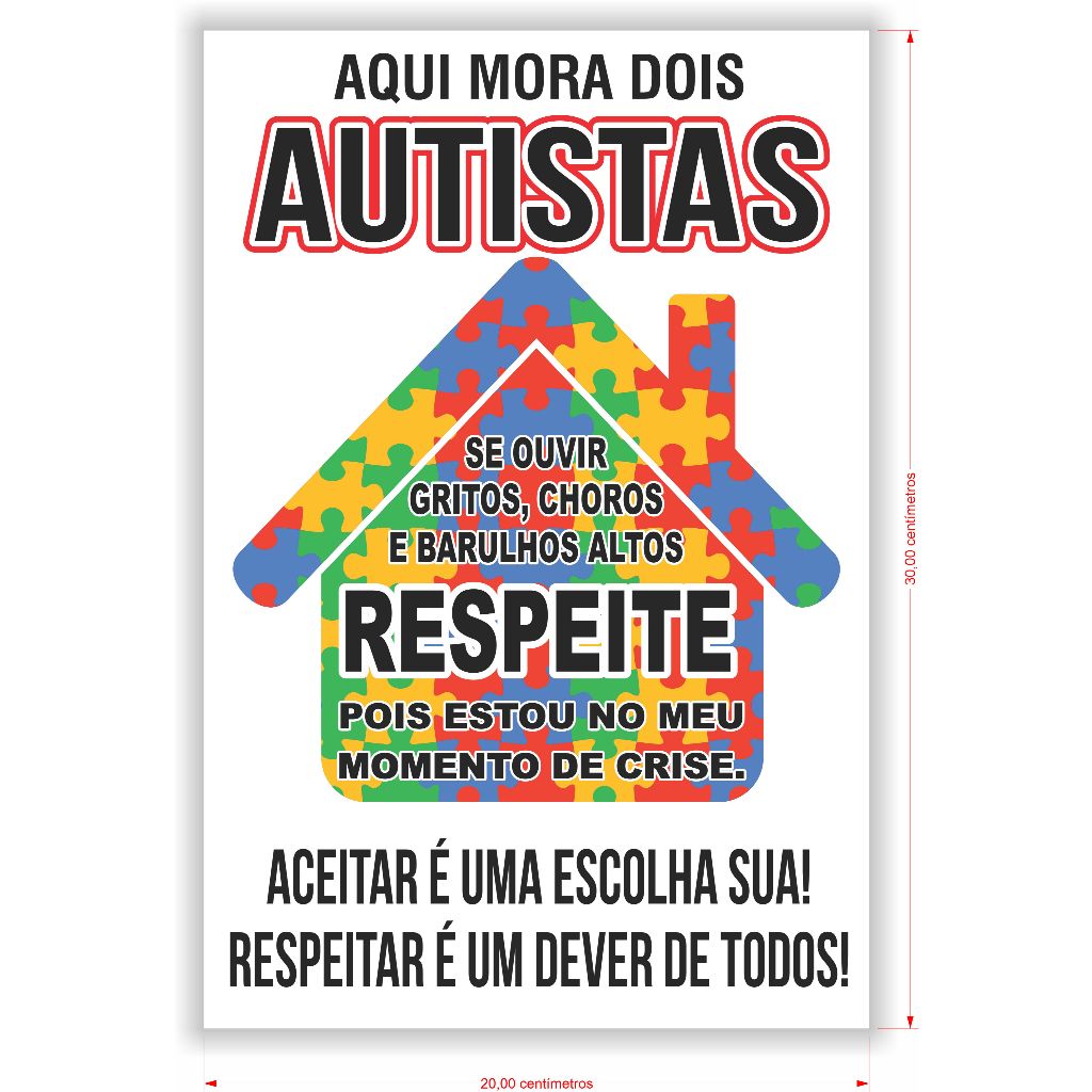 Placa AQUI MORA DOIS  AUTISTAS em Oferta na Shopee