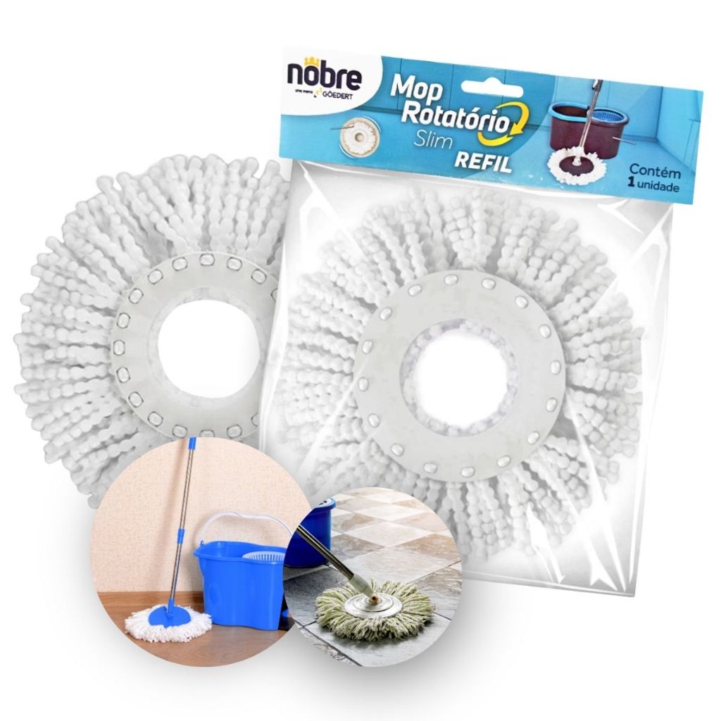 Refil Para Mop Giratório Microfibra Esfregão Limpeza Práticidade Unidade