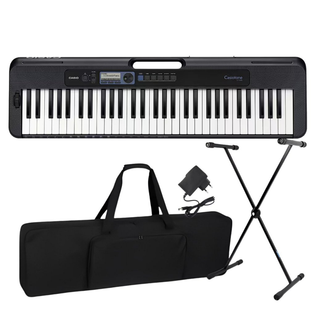 Kit Teclado Musical Casio CT-S300C2 Teclas Sensitivas + Capa Suporte em Oferta na Shopee