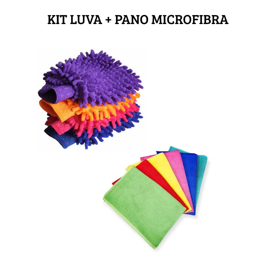 KIT LUVA E PANO DE MICROFIBRA 50X70 LIMPEZA em Oferta na Shopee
