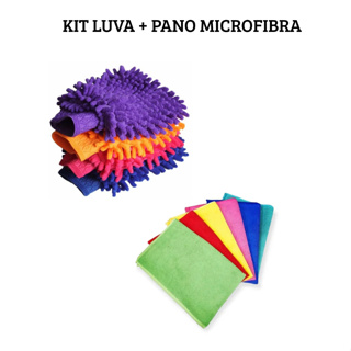 KIT LUVA E PANO DE MICROFIBRA 50X70 LIMPEZA em Oferta na Shopee