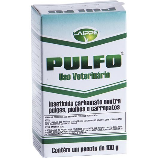 PULFO 100G CONTRA PULGAS CAIXINHA OU SACHÊ, CARRAPATOS E PIOLHOS, USO NO ANIMAL E AMBIENTE 100G