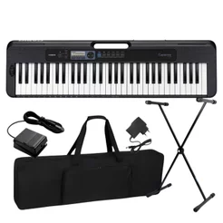 Kit Teclado Musical Casio CT-S300C2 Teclas Sensitivas + Capa Suporte Pedal