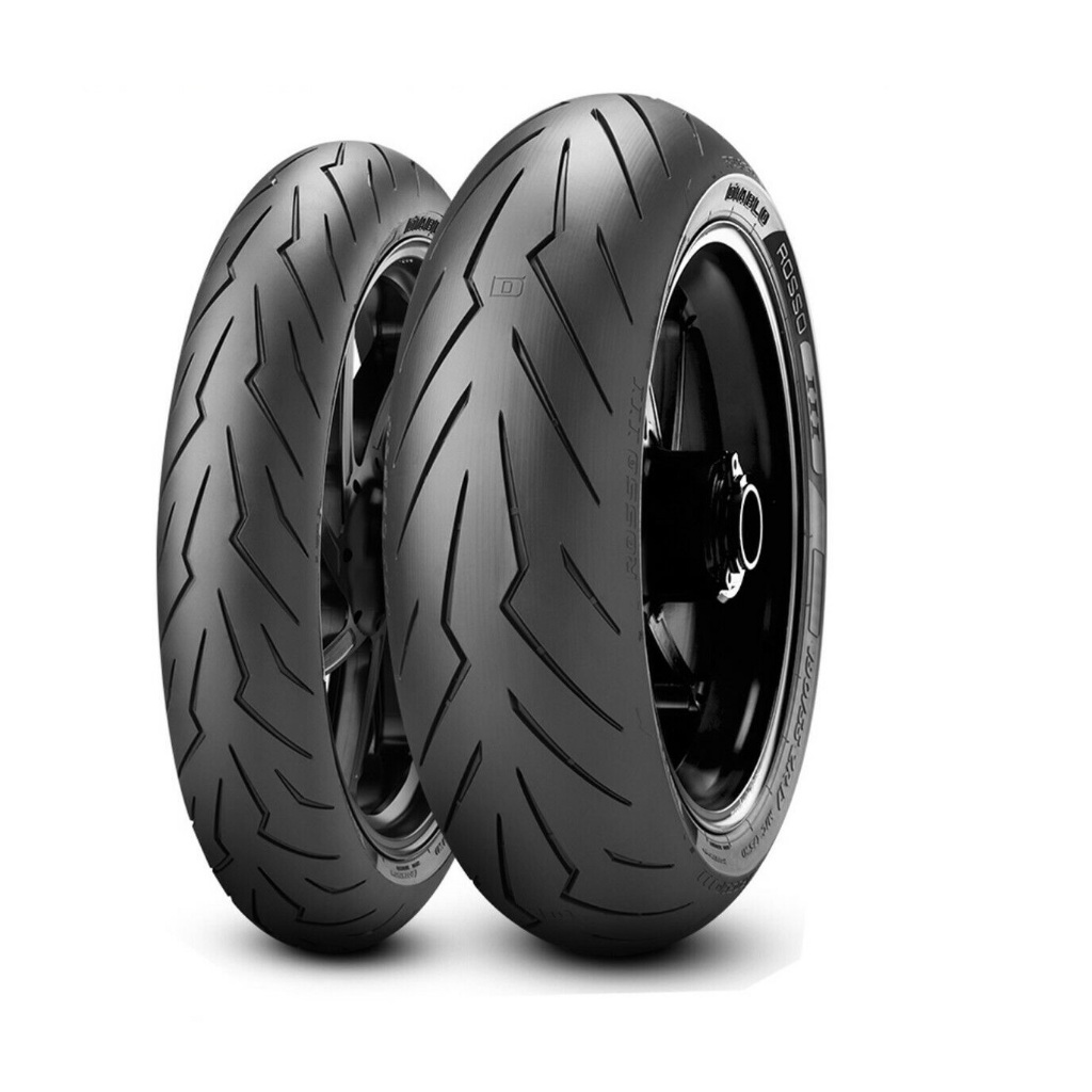 Par de Pneu Pirelli 110/70-17 + 150/60-17 Radial Diablo Rosso 3 - Ninja 300 400 / Duke 390 / GS 500