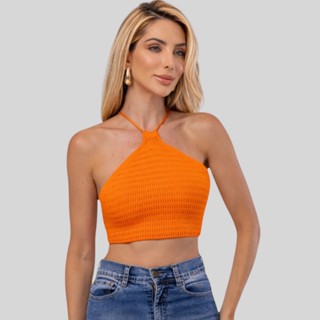 Top Cropped Feminino Tricot Modal Escama Blusa Frente Única Moda Verão em Oferta na Shopee