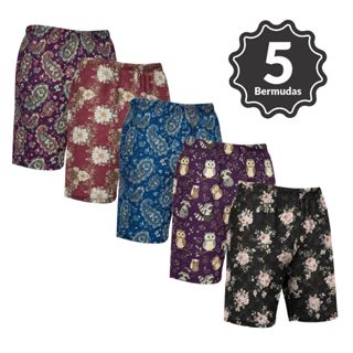 Kit 5 Bermudas de Senhora Microfibra Confortável Fresquinho Microfibra em Oferta na Shopee