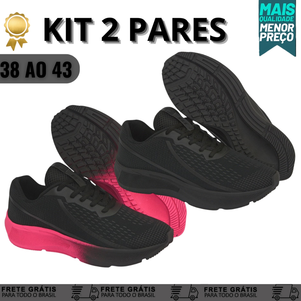 Kit 2 Pares Tênis Masculino Casual Estiloso Leve Solado Antiderrapante Ideal para Academia e Lazer