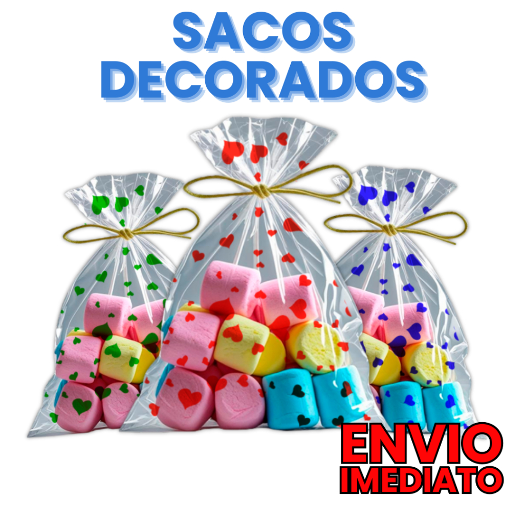 100 Saquinhos Coração De Plástico Celofane 11x20 cm 10x15 cm Transparente