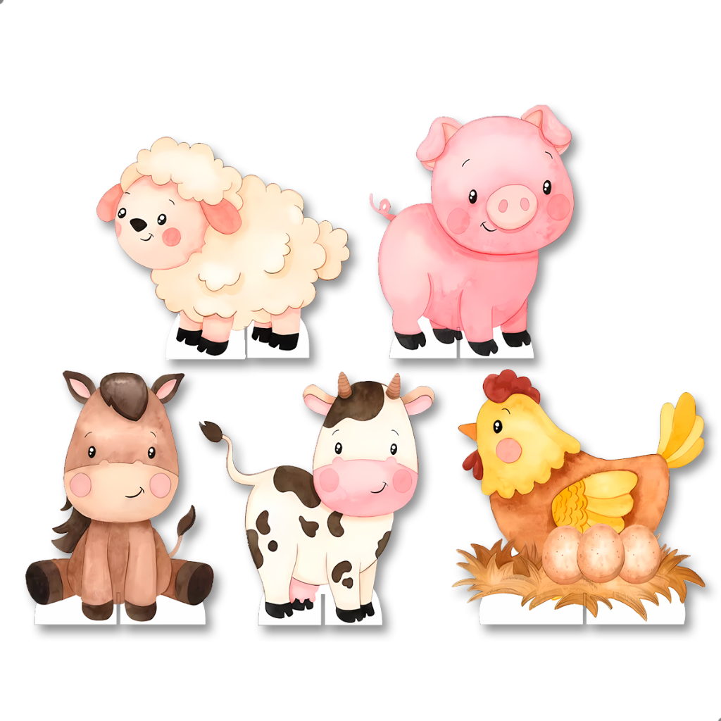 Display MDF Fazendinha 20cm Decoração Festa Infantil Animais Cavalo Vaca Ovelha Porco Galinha em Oferta na Shopee