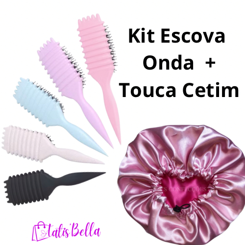 Kit- Escova Onda mais Touca de Cetim Dupla Face