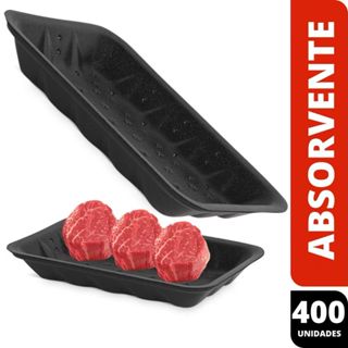 BANDEJA ISOPOR FR02 PRETA COM ABSORVENTE MED. 21,5X14X2CM C/400UN - FIBRAFORM em Oferta na Shopee
