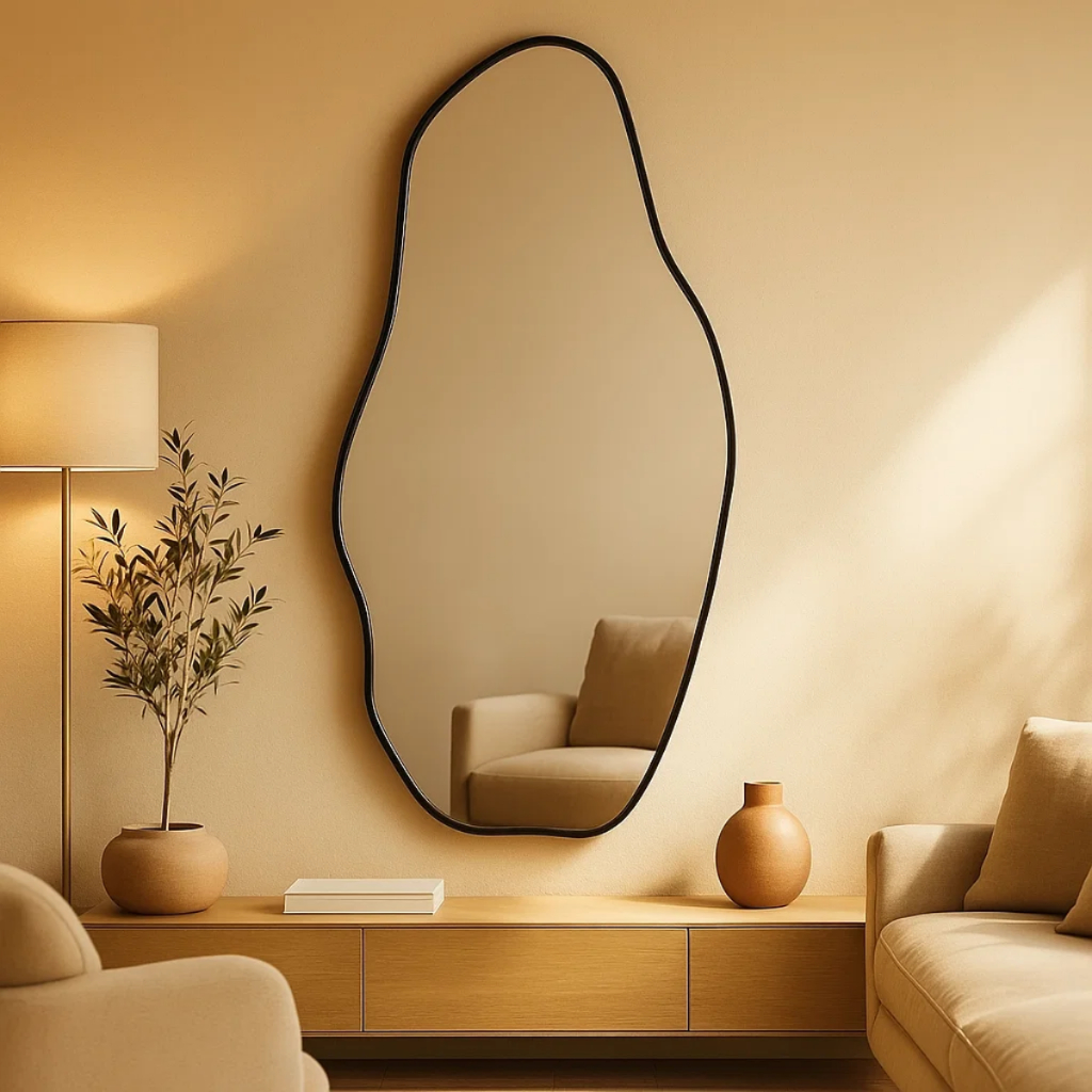 Espelho Orgânico Flame 110x50cm Decoração Pinterest Corpo Inteiro Moldura de Alumínio Sala Closet em Oferta na Shopee