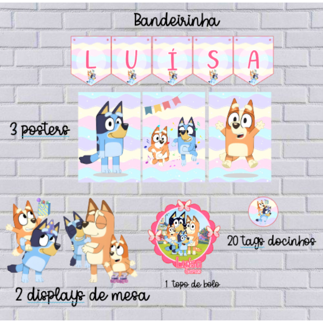 KIT SIMPLES SÓ UM BOLINHO BLUEY MENINA