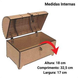 Caixa Bau Grande Com Fecho Em Mdf Cru 1121 em Oferta na Shopee