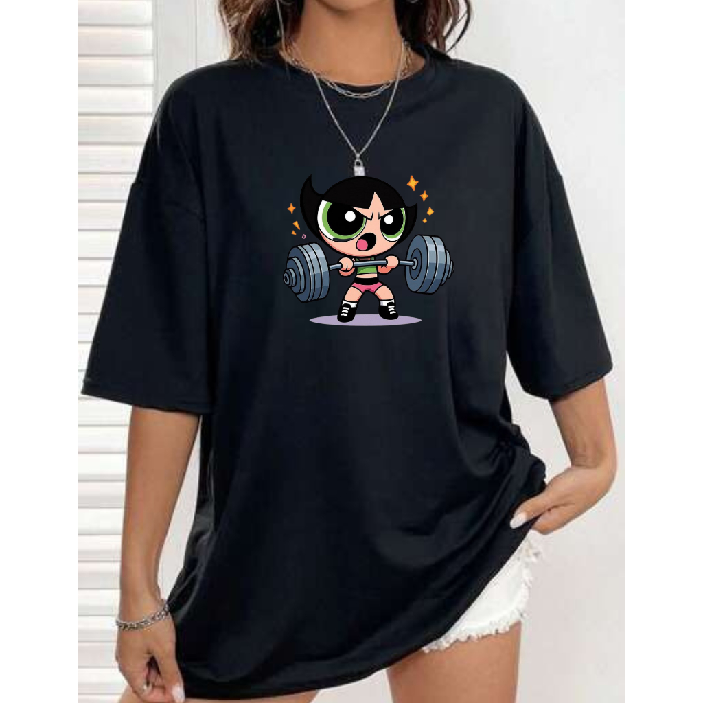 Camiseta Docinho Camisa Meninas Super Poderosas Fitness Academia Estampada Promoção