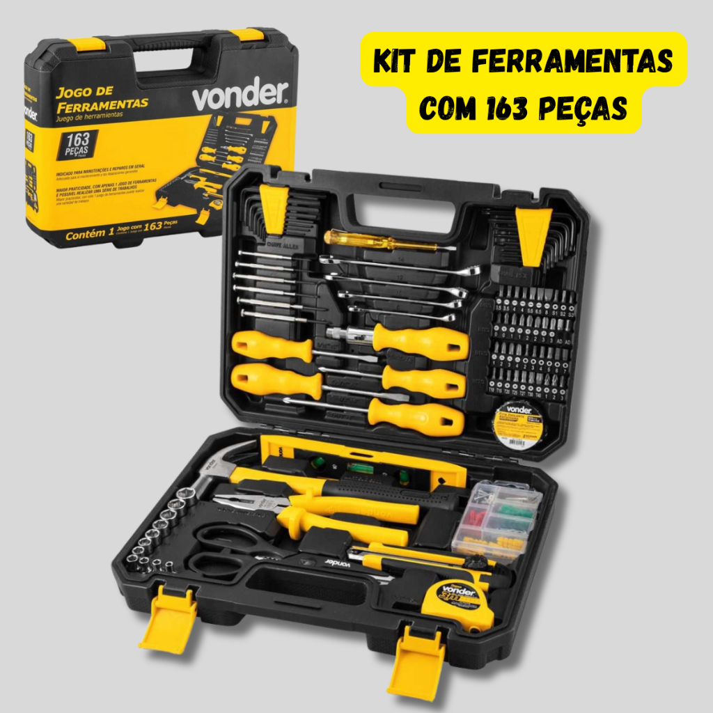 Kit Ferramentas Completo 163 Peças Vonder – Maleta Portátil Profissional