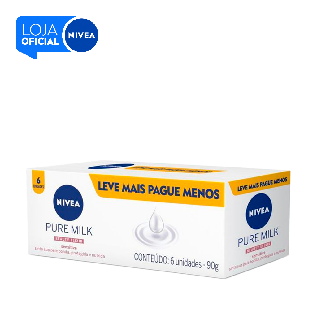 Kit NIVEA Sabonete em Barra Pure Milk Sensitive 90g (6 unidades)