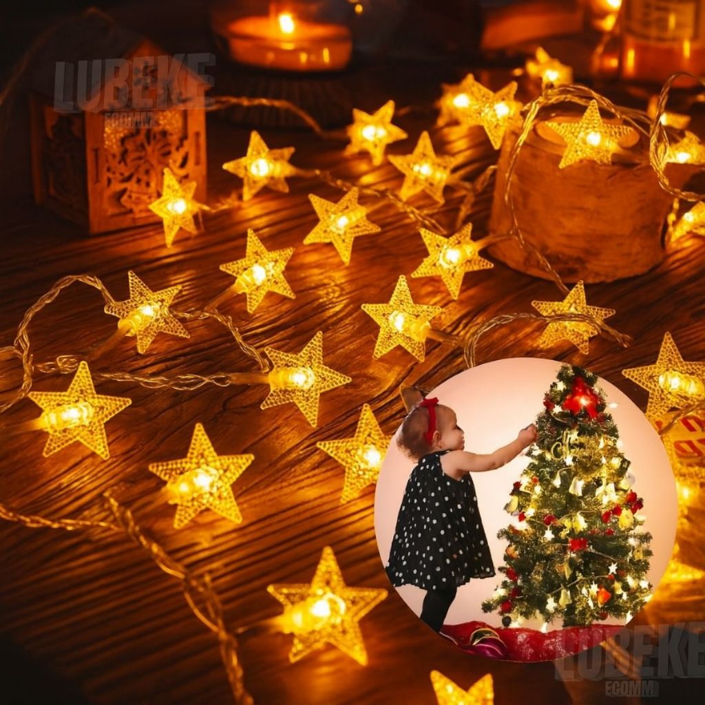 Pisca Pisca Estrela Led 2 Metros 8 Estrelas Decoração De Natal Pilha AA
