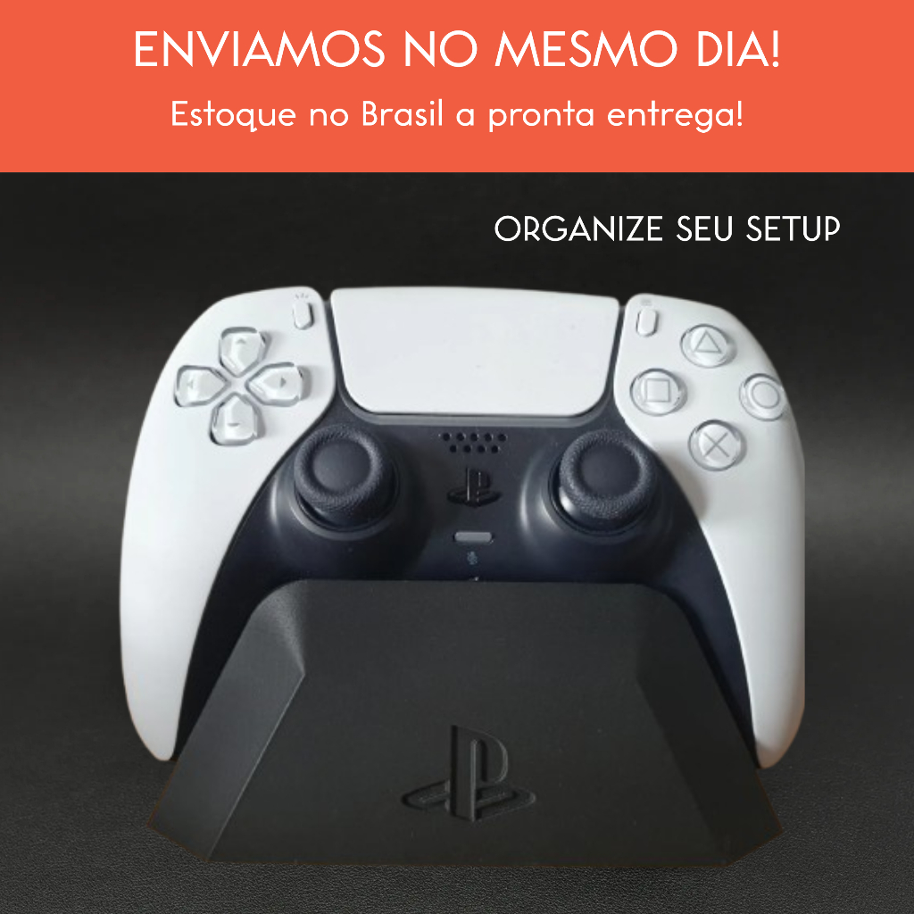 Suporte para Controle Dualsense Playstation 5 de mesa preto e branco - Organização Gamer