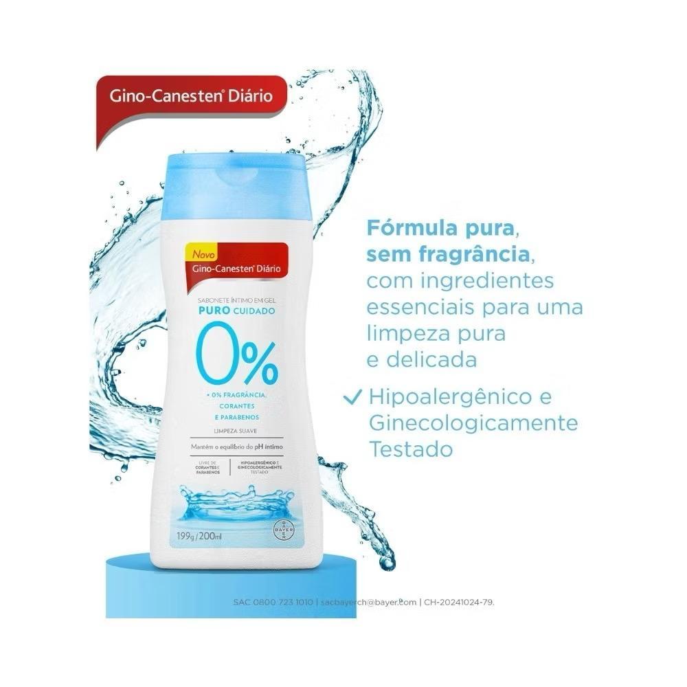 Sabonete Íntimo em Gel Bayer Gino Canesten Diário Puro Cuidado 200ml em Oferta na Shopee