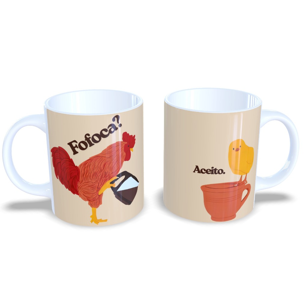 Caneca Galo e Pintinho com Café e Fofoca para Momentos Divertidos em Oferta na Shopee