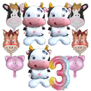 KIT VACA CAVALO PORCO PATO NÚMERO 40CM  BALÃO METALIZADO TEMA FAZENDA FAZENDINHA HORSE CHICKEN GALINHA COCORICÓ JULIO em Oferta na Shopee