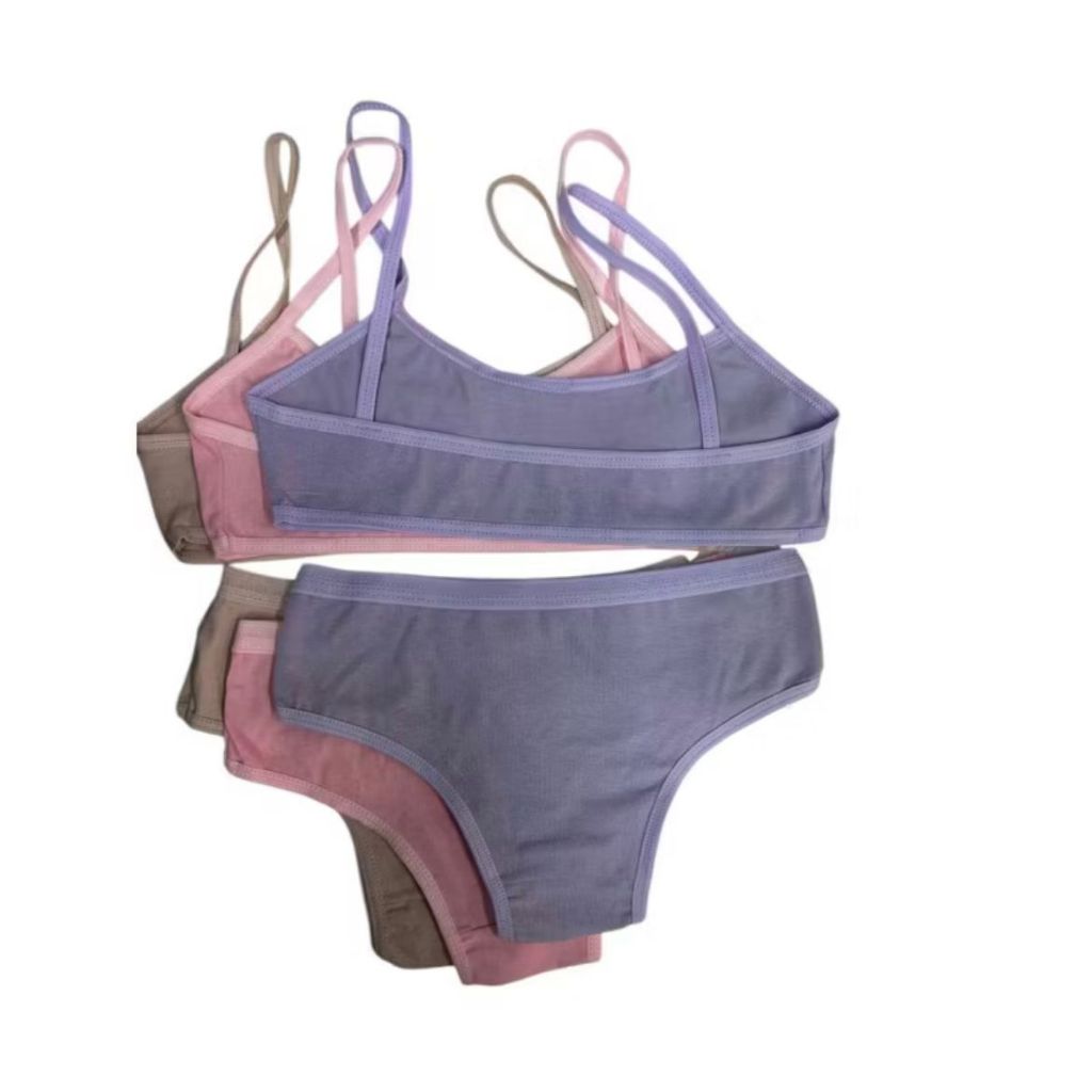 Kit Conjuntos Juvenil para Pré Adolescente Lisos Calcinha e Sutiã Algodão
