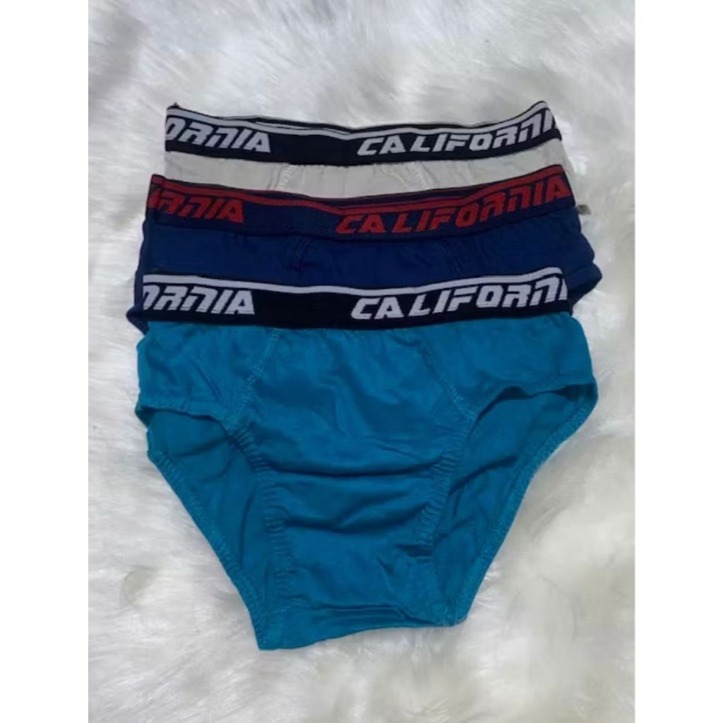 Kit de cuecas slip de algodão lisas California com cós em Oferta na Shopee