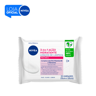 NIVEA Lenços de Limpeza Facial Ação Hidratante 3 em 1 - Pacote com  25 Unidades BBB 26 em Oferta na Shopee
