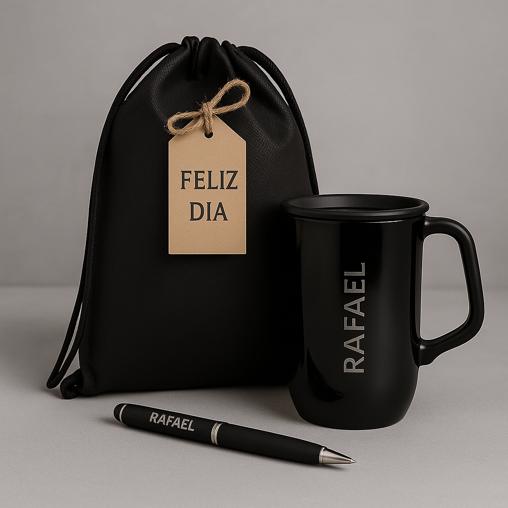 Kit Presente Personalizado – Caneca + Caneta + Mochila Saco | Gravação Nome Presente Pronto Criativo em Oferta na Shopee