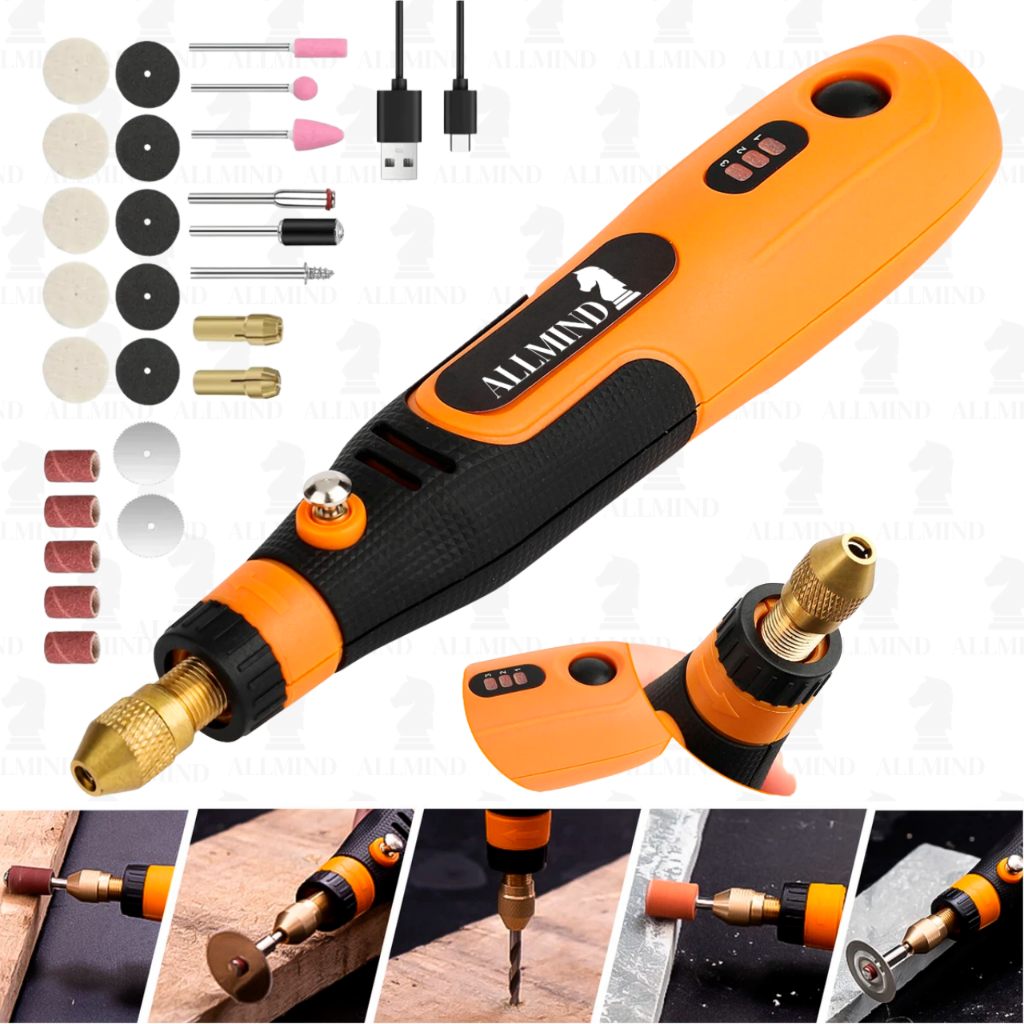 Mini Retifica Profissional Eletrica Recarregavel 15000rpm Com Maleta E Ferrament