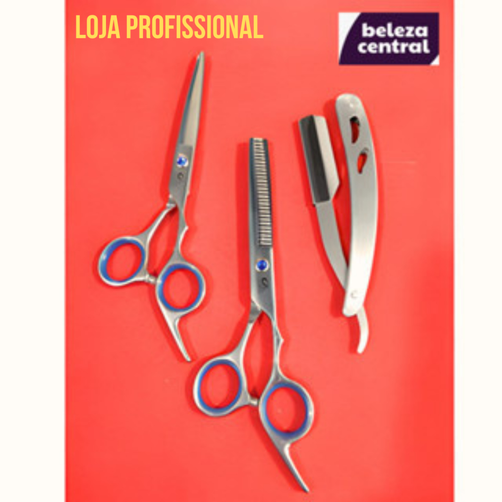 Kit Tesoura Fio Laser 6" -  Desbatadeira 6" - Navalhete TDJ Stainless