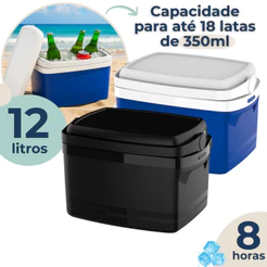 Caixa Térmica Cooler 12 Litros Preto Médio Com Alça Soprano