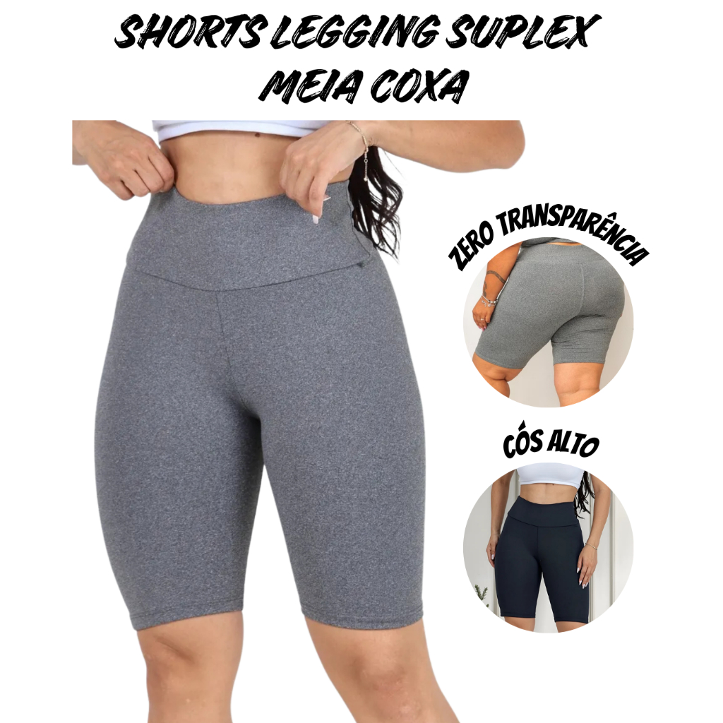 Bermuda Legging Feminina Cós Alto Suplex do P ao G3 Shorts Academia Corrida Plus Size Curve Treino