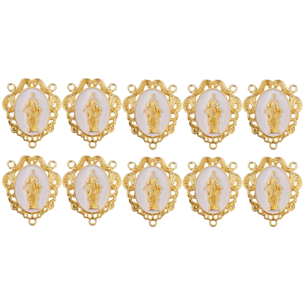 KIT 10 Entremeio Nossa Senhora das Graças Para Fazer Terço Dourado Cataforético Artesanato Religioso