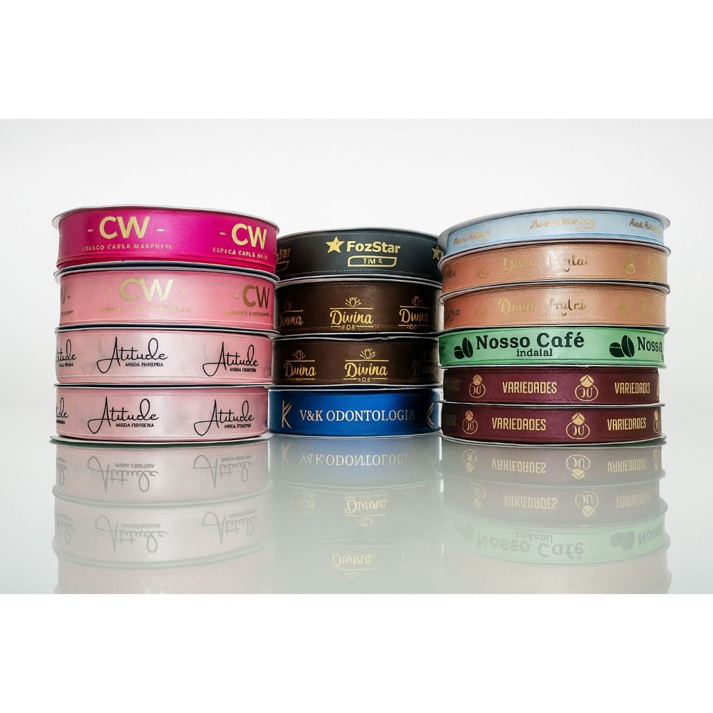70 metros Fita de cetim 15 mm - Personalizada com seu Logo/frase em Oferta na Shopee