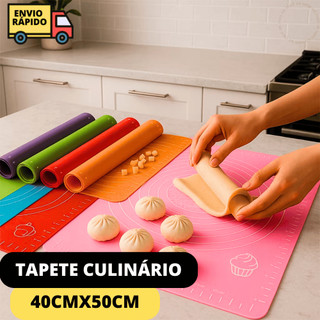 Tapete Culinário Antiaderente Não Gruda 40x50cm De Silicone Para Pães Massas Pizzas