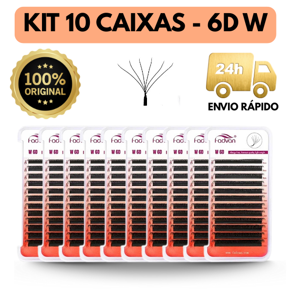 Kit com 10 Caixas Cílios 6D Fadvan Extensão de Cilios Fio a Fio Alongamento Volume Tecnologico Envio
