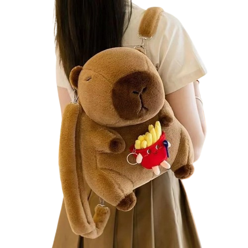 Mochila Capivara de Pelúcia Fofa Bolsa Costas Feminina Unissex Escolar Viagem crianças blackfriday*
