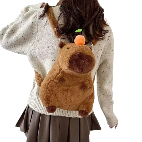 Mochila Capivara de Pelúcia Fofa Bolsa Costas Feminina Unissex Escolar Viagem crianças blackfriday*