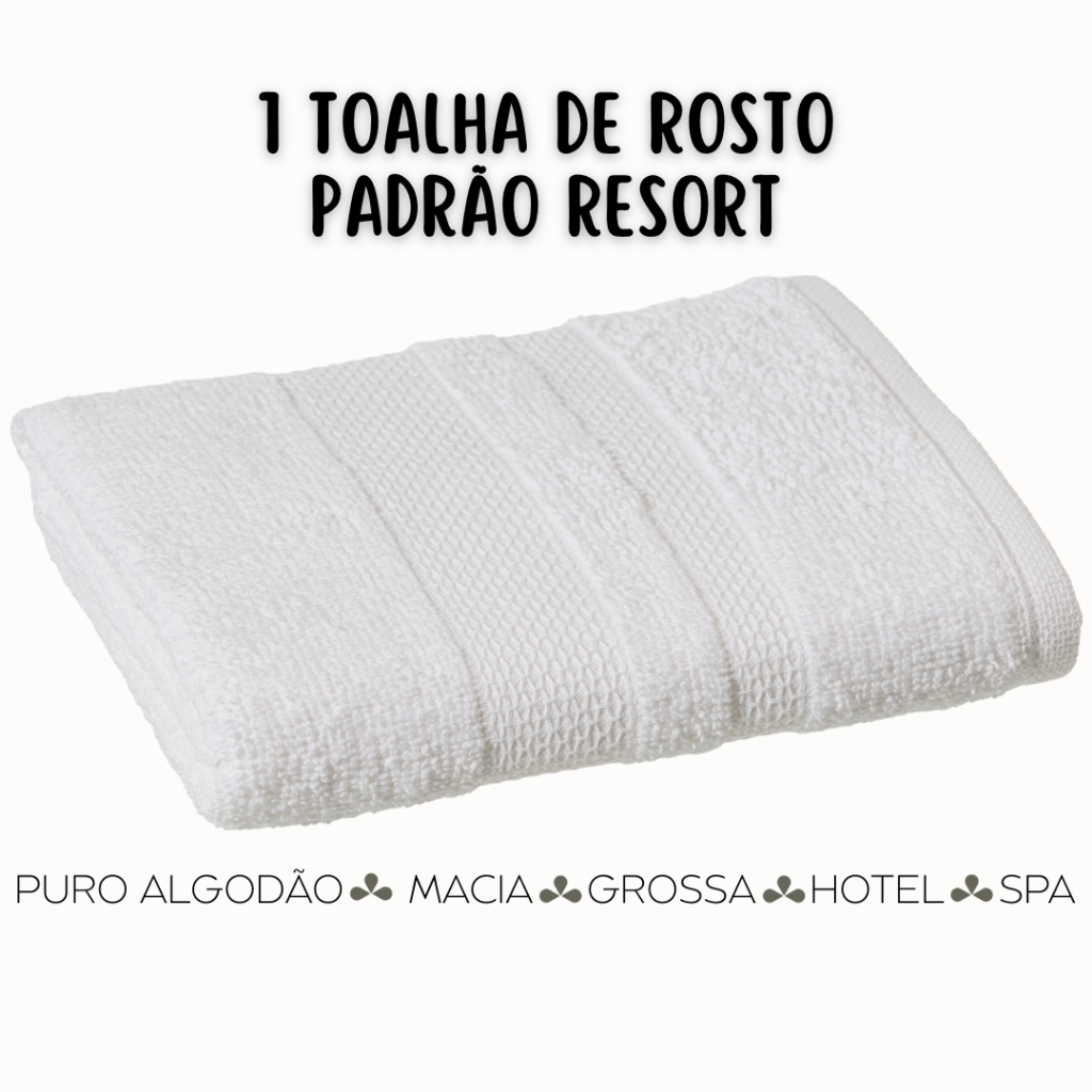 Toalha de Rosto - Branca - Padrão Hotel - 500g/m² - Macia - Alta Absorção