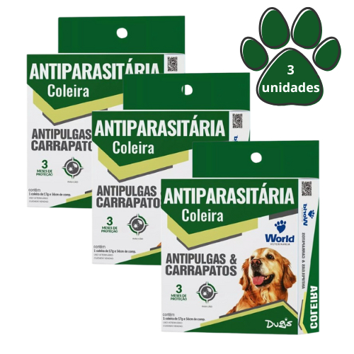 Coleira Para Cães Contra Pulgas , Carrapatos Dug's Antipulgas 3 Meses Proteção Ajustável World em Oferta na Shopee