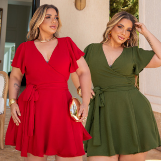 Vestido Plus Size Manga Sino Soltinho Envelope Kimono Com Laço Ajustável em Oferta na Shopee